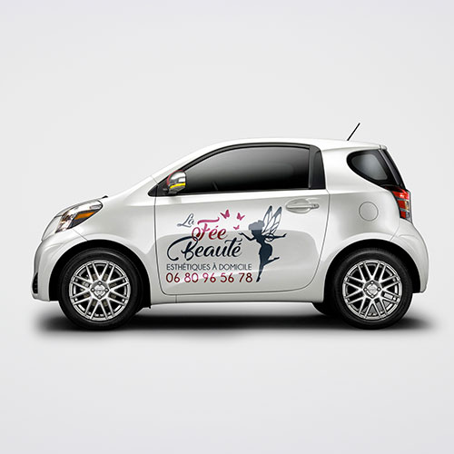 Conception du flocage du véhicule de La Fée Beauté